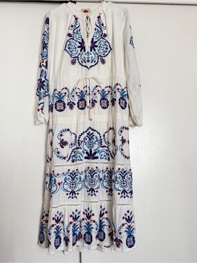 farm rio palm tree embroidered dress Green Palermo Buttoned Puff Sleeve Maxi Dress main image 0